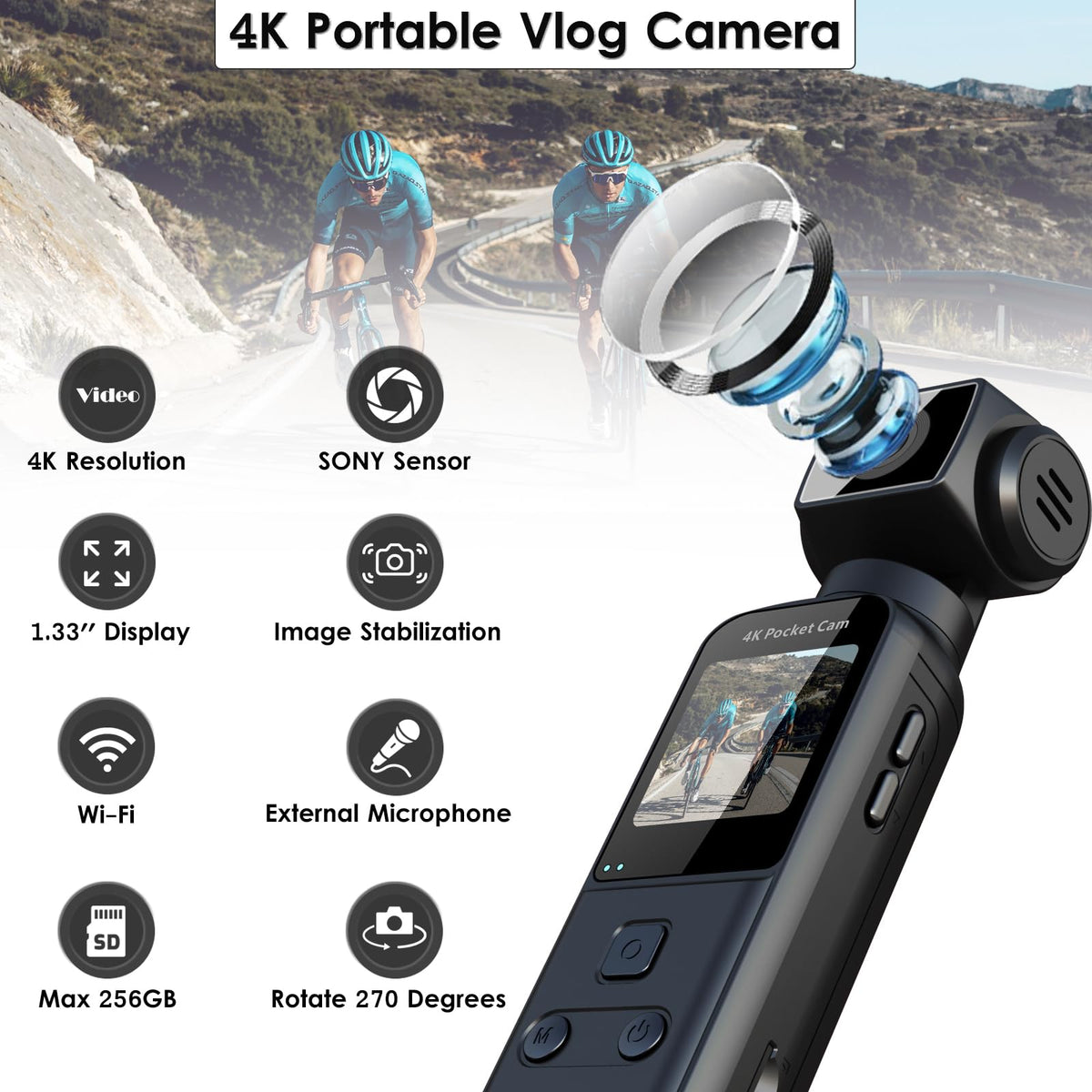 Compact pocket design of ZOMFOM camera for easy carry