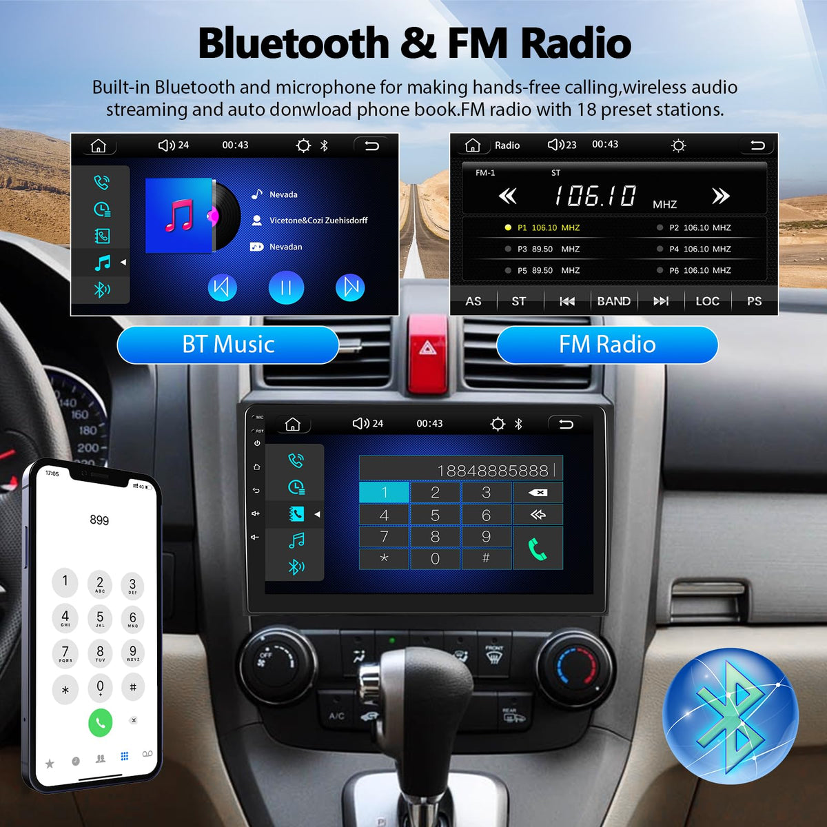 Zomolither FM radio with 18 presets for favorite stations