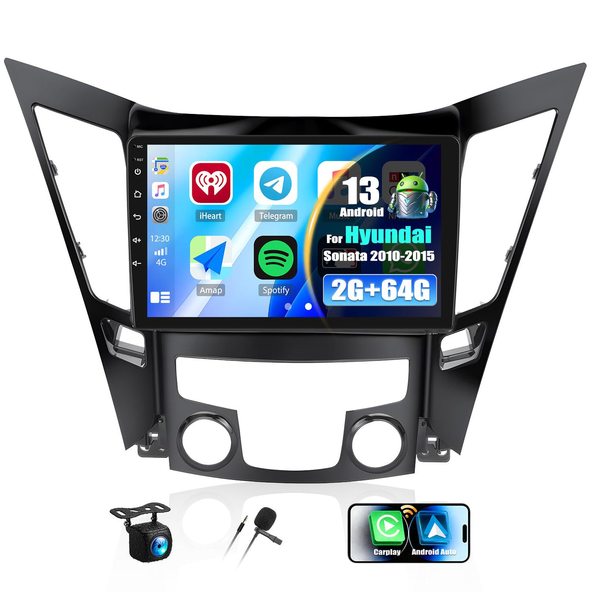 Zomolither Sonata 2010-2015 android 13 radio with large display for easy control