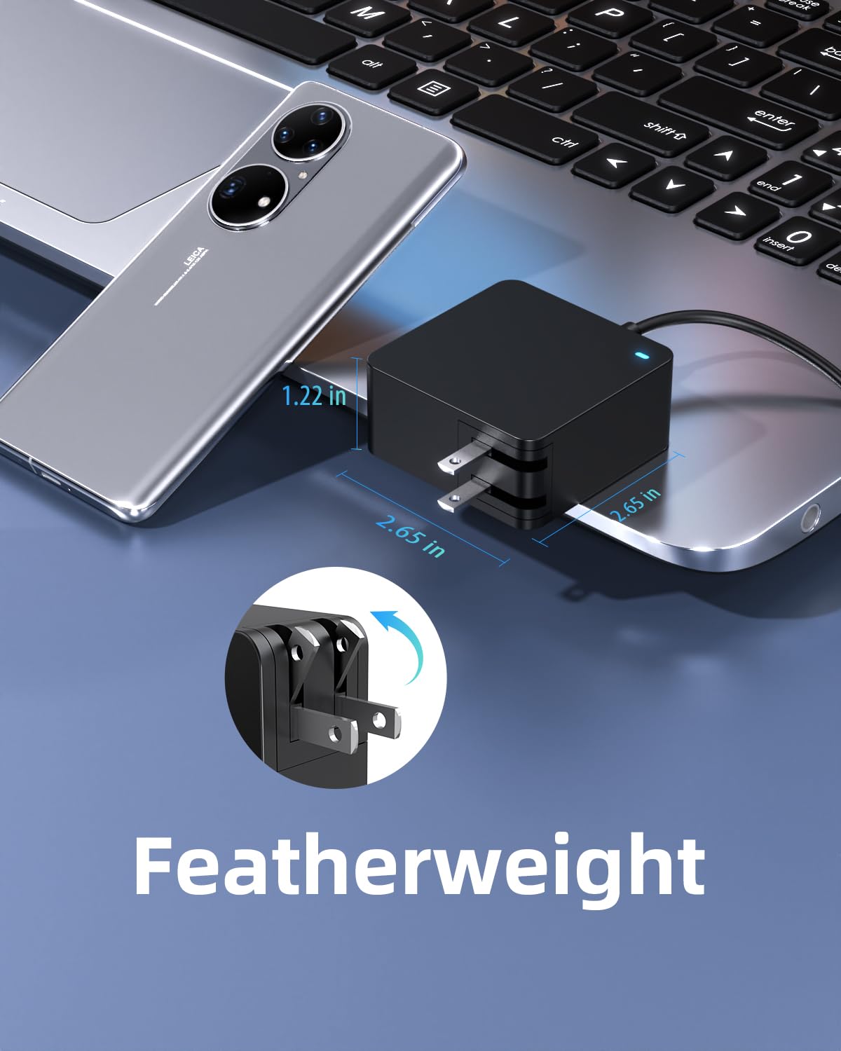 Zondol 65W charger shows 19V 3.42A output for compatible Asus Vivobook