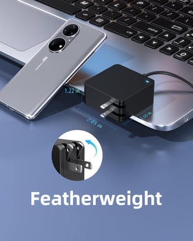 Zondol 65W charger shows 19V 3.42A output for compatible Asus Vivobook