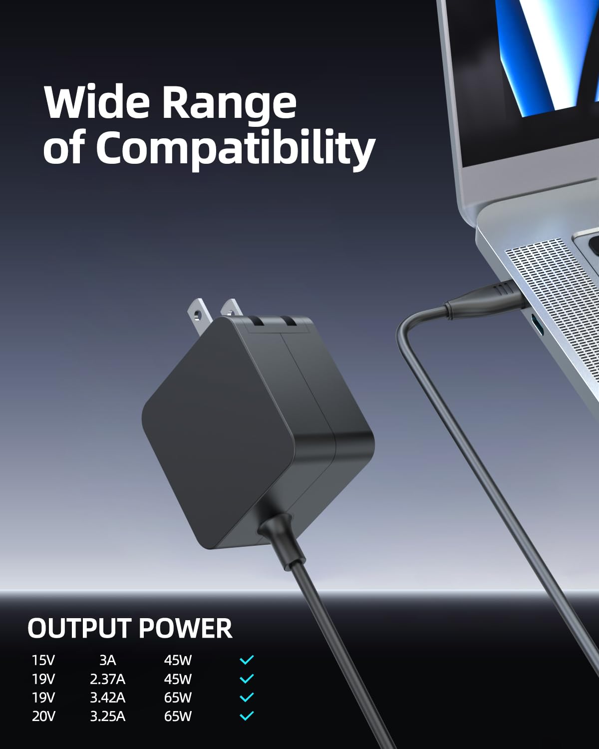 Zondol Asus ZenBook 14 charger with UL certified safety design