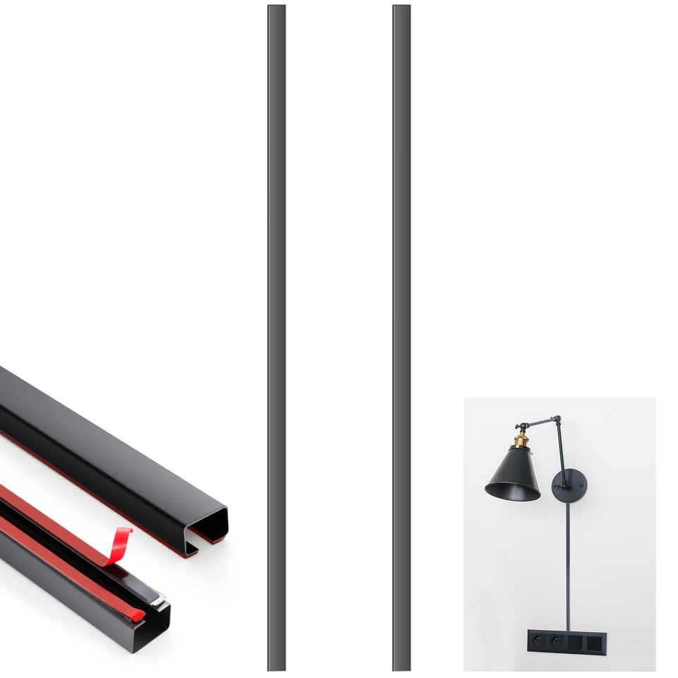 Zonon cord cover with brushed-metal finish conceals cables for a sleek look.