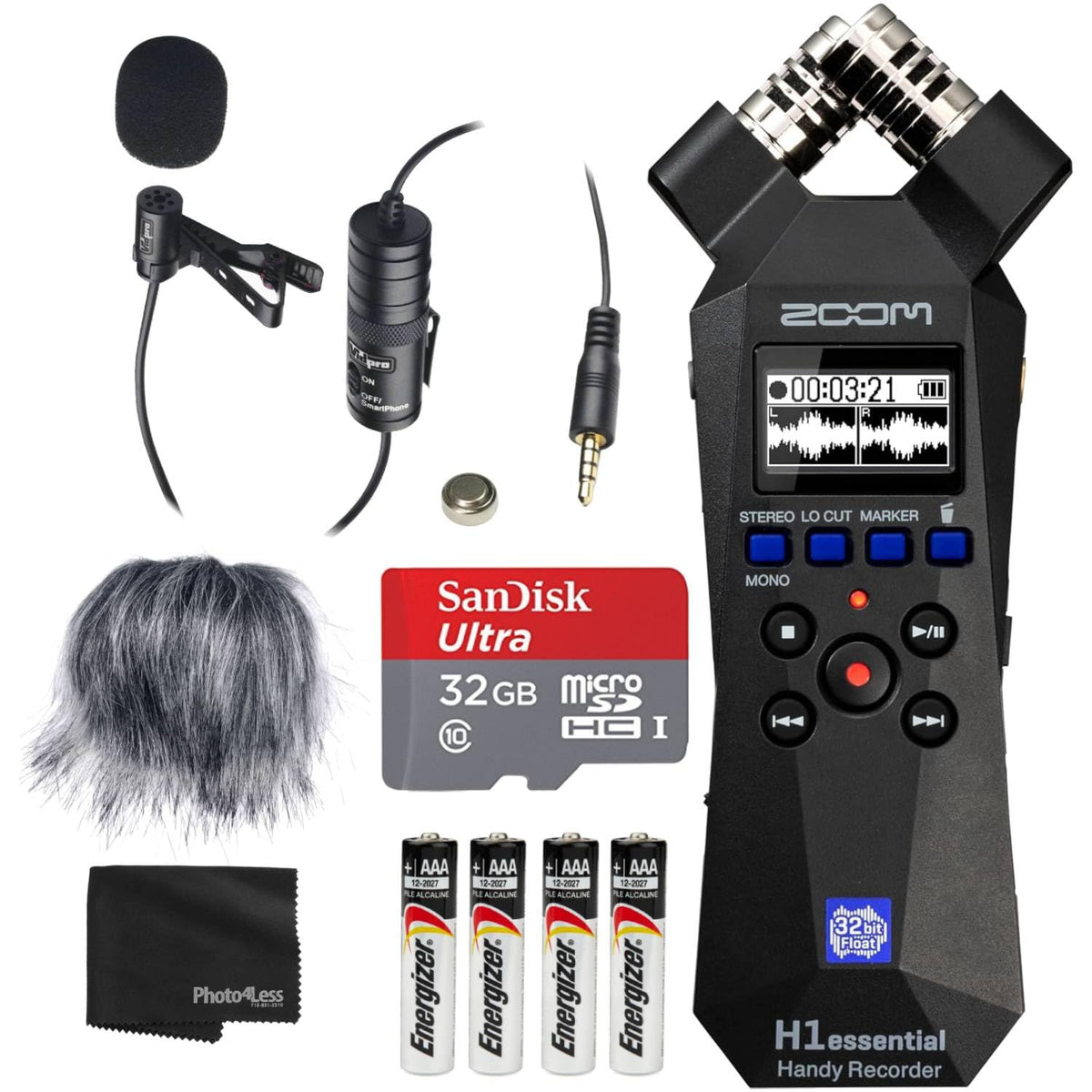Zoom H1essential front view, portable recorder ideal for on-the-go interviews