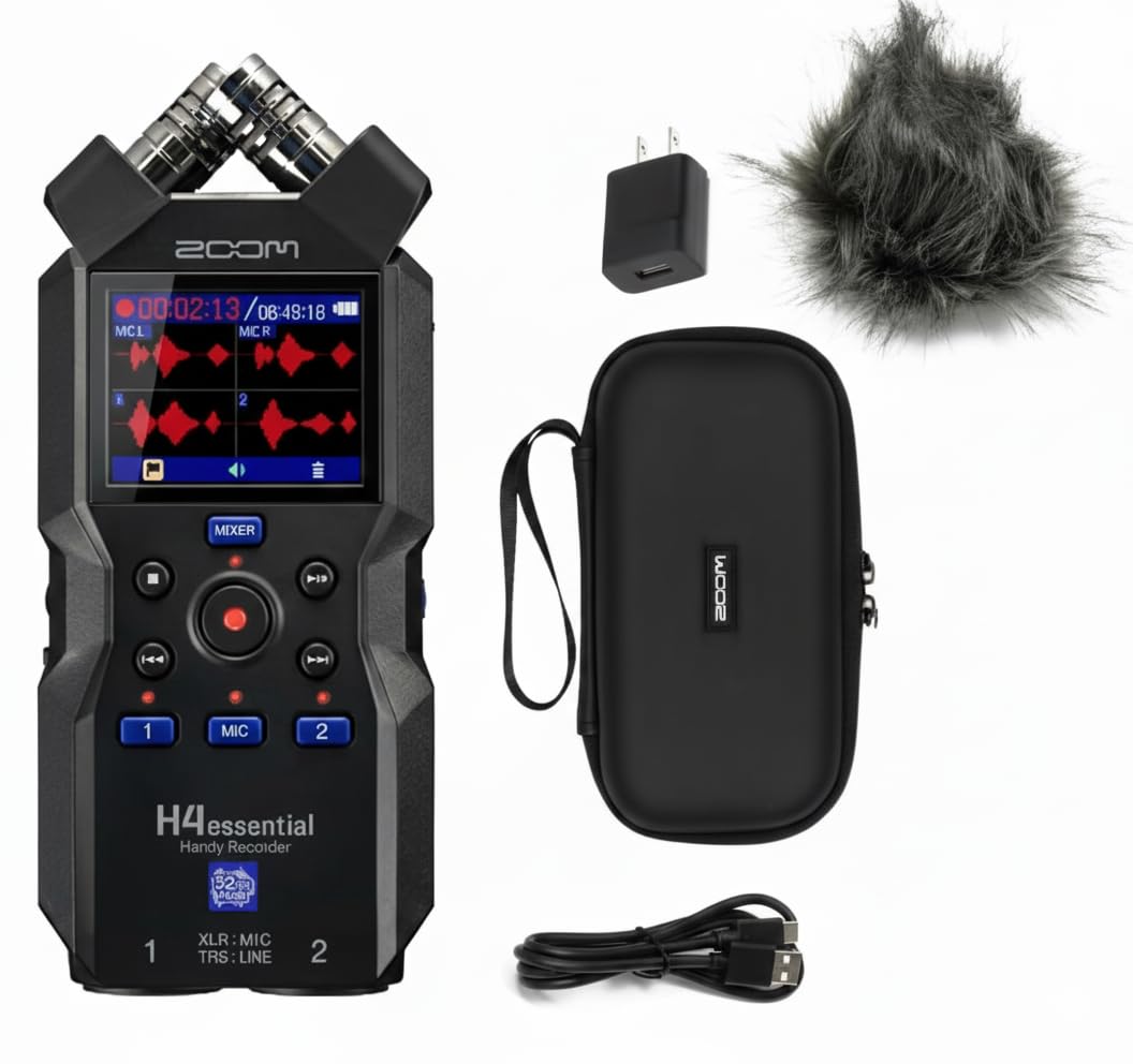 Zoom H4essential front view with controls for quick field setup.