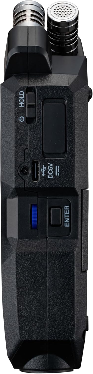 Zoom H4essential LCD display enables real-time waveform viewing.