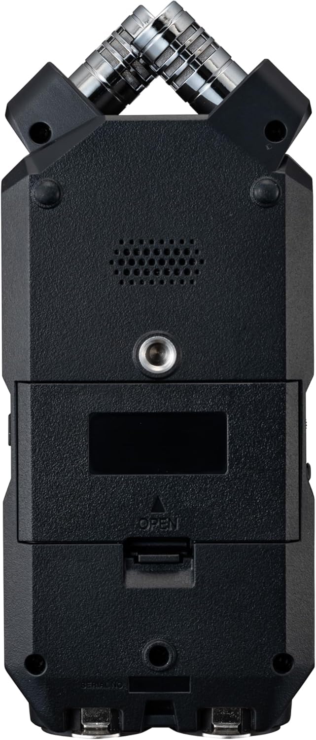 Zoom H4essential XY microphones capture stereo detail in compact form.