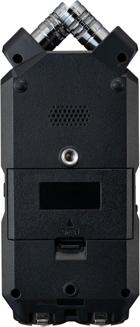 Zoom H4essential XY microphones capture stereo detail in compact form.