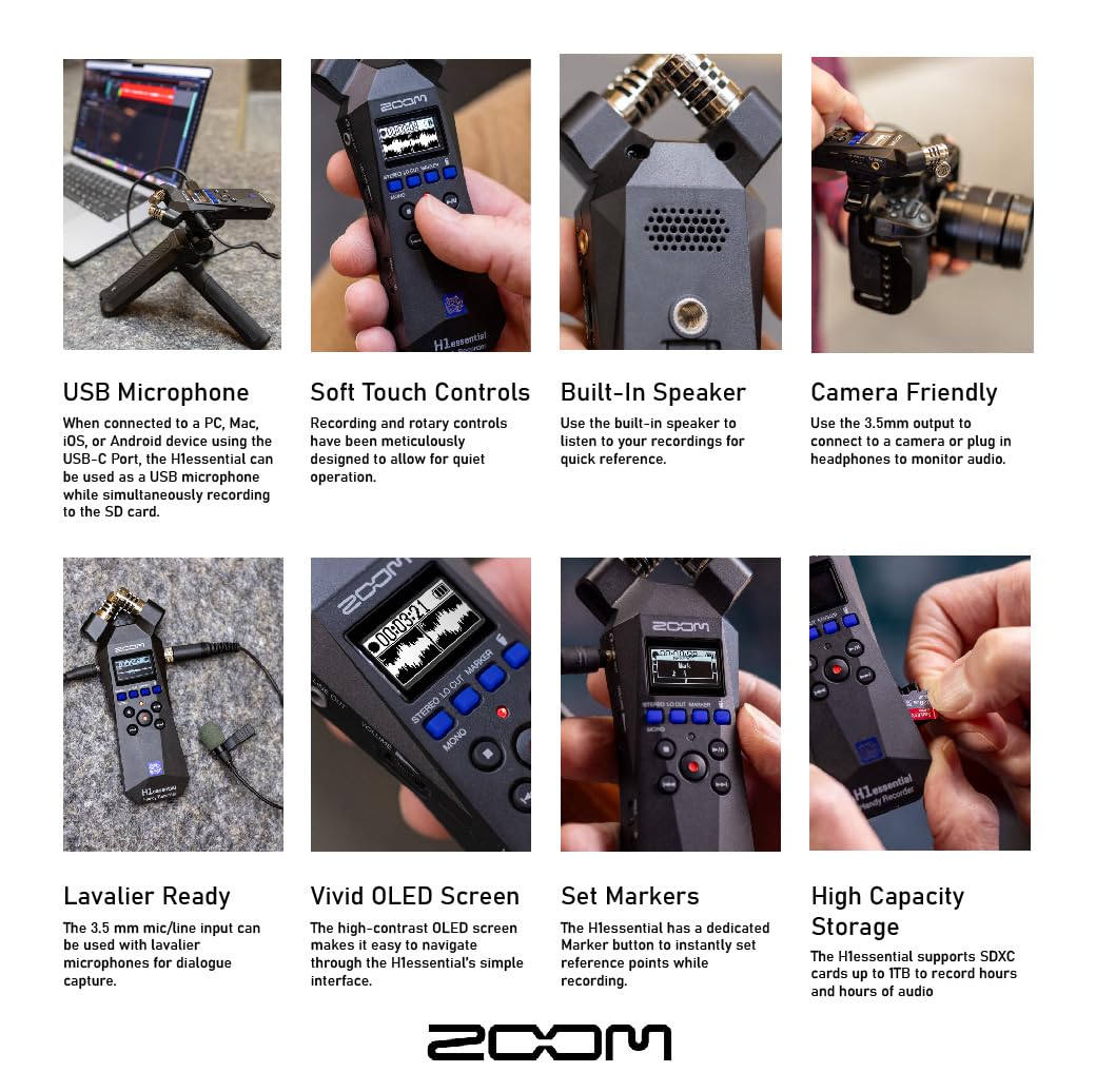 Zoom Lavalier condenser microphone, clip-on mic for clear dialogues