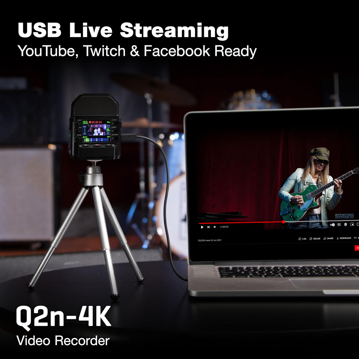 Zoom Q2n-4K XY mics deliver clean audio at high SPL