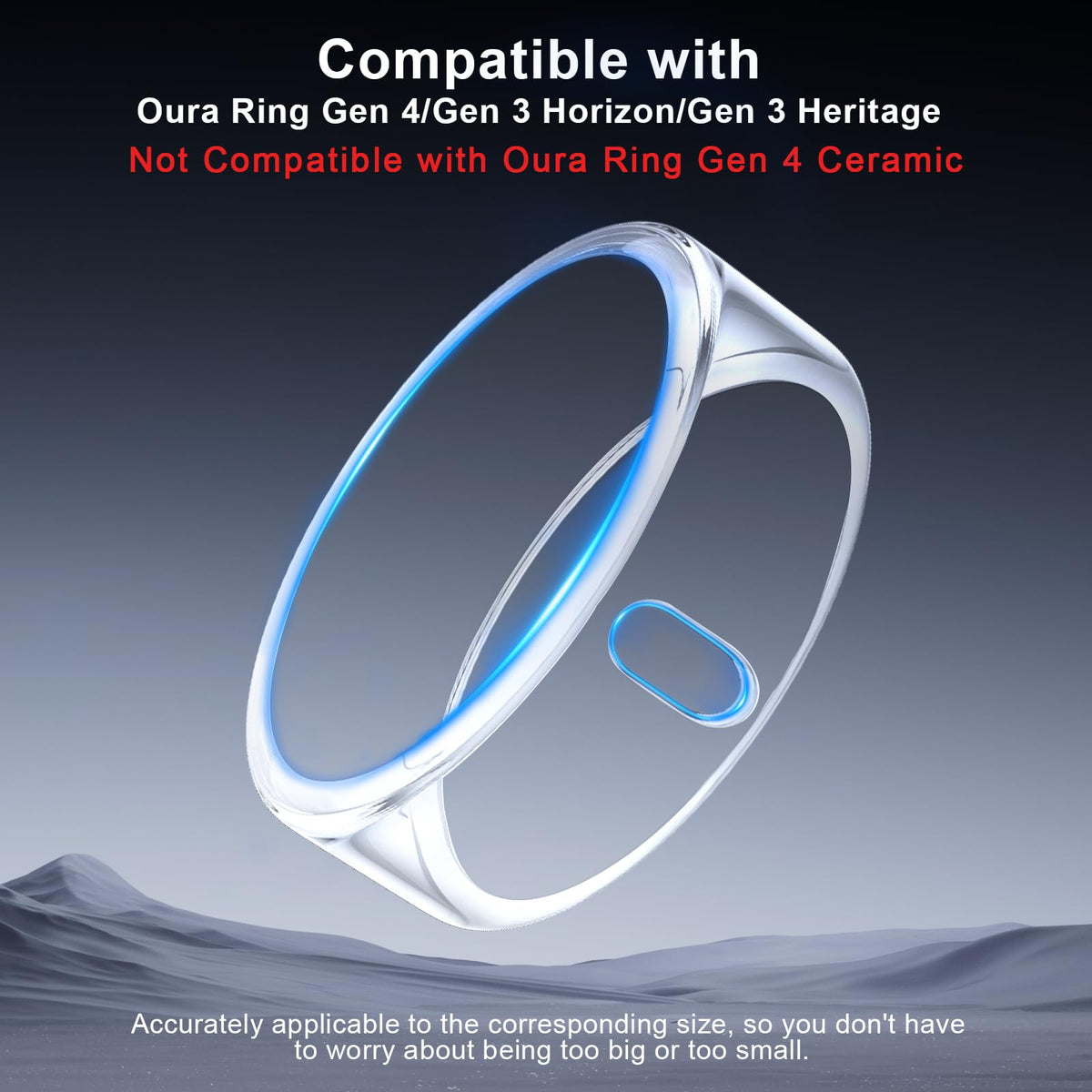 ZOOROO Oura Ring Gen4 clear cover back view; adds subtle shine and scratch protection.