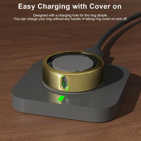 ZOOROO Oura Gen 4 gold cover, back view provides stylish protection.