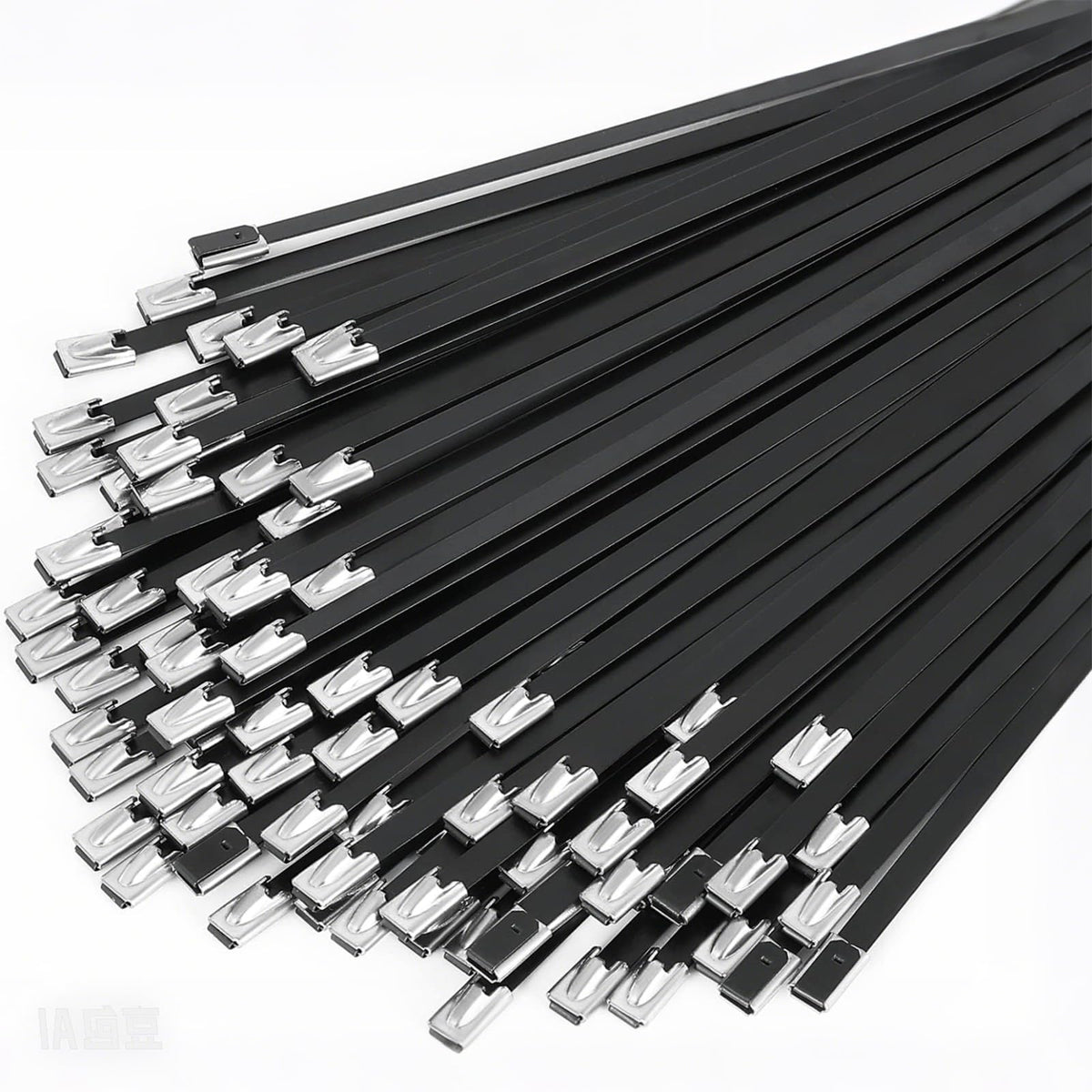 ZOOSUNX 11-8 inch black epoxy-coated stainless steel cable ties secure outdoor fencing reliably.