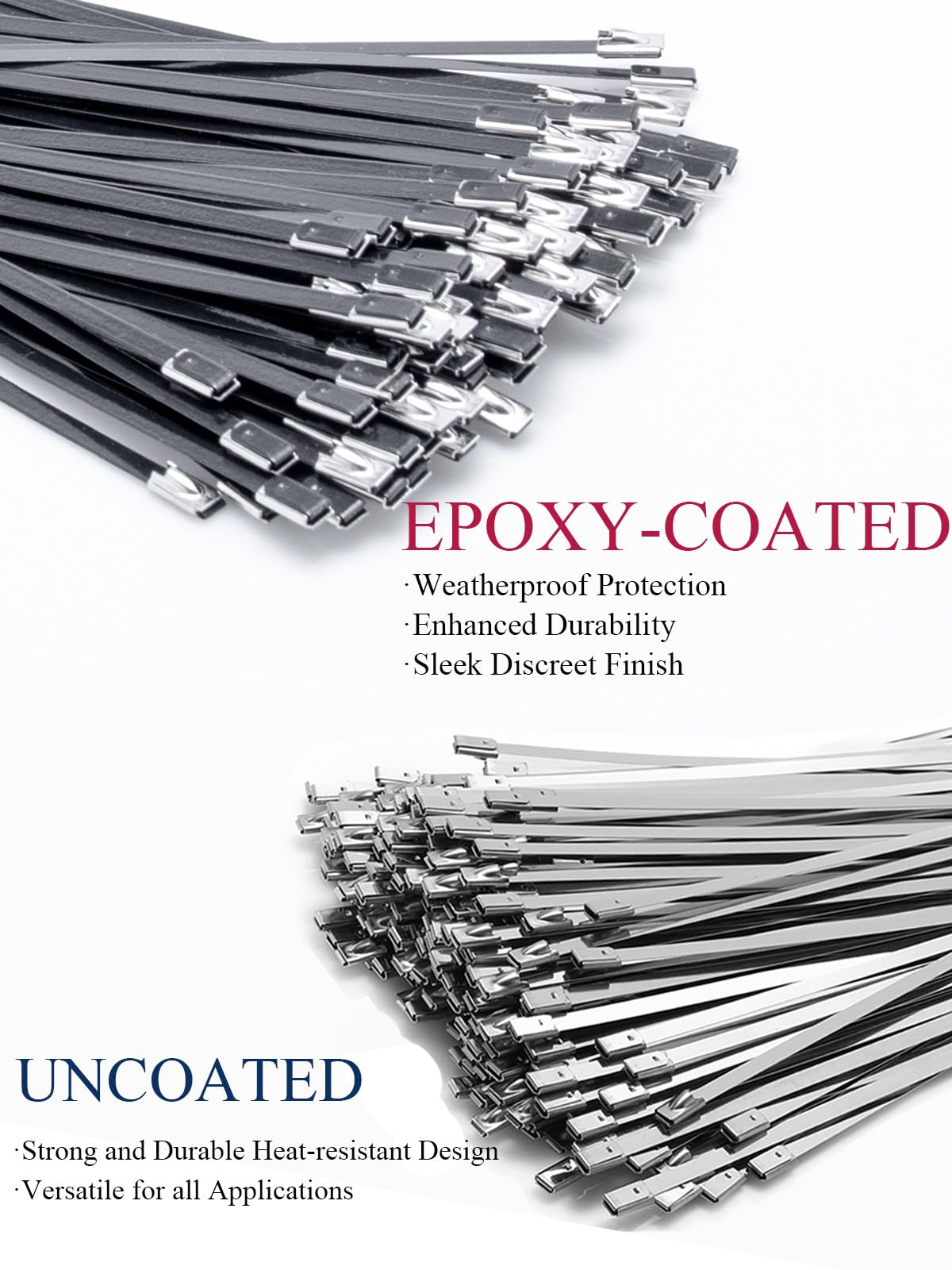 ZOOSUNX corrosion-resistant stainless steel cable ties hold machinery cables with a durable anchor.
