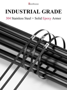 ZOOSUNX heavy-duty outdoor cable ties for exhaust wraps in high-heat environments.