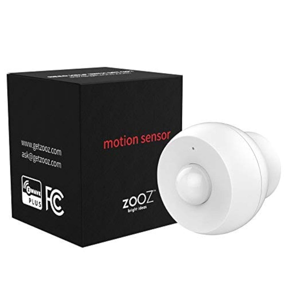 ZOOZ front view showing compact motion sensor and model for discreet monitoring