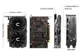 ZOTAC GTX 1660 Super back view showing dual-slot profile and ventilation paths