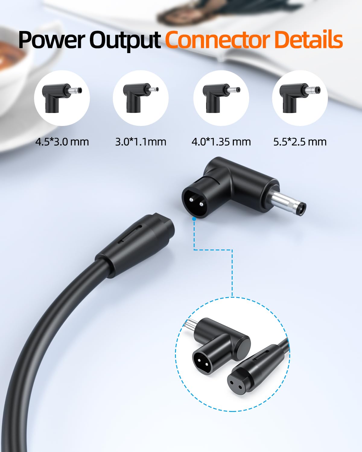 Zouxan 65W charger cable connected for easy setup