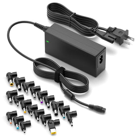 ZOZO 90W universal laptop charger front view powering diverse laptops on the go
