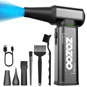 ZOZOO compressed air duster front view, ideal for keyboard cleaning and desktop dusting