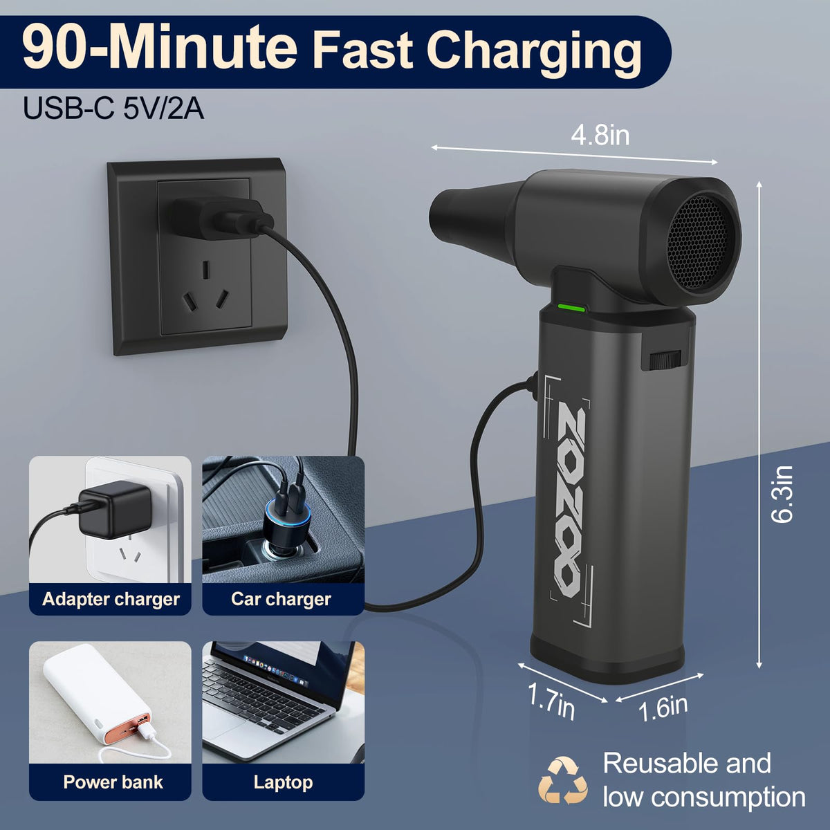 ZOZOO with three nozzles and brushes for flexible cleaning