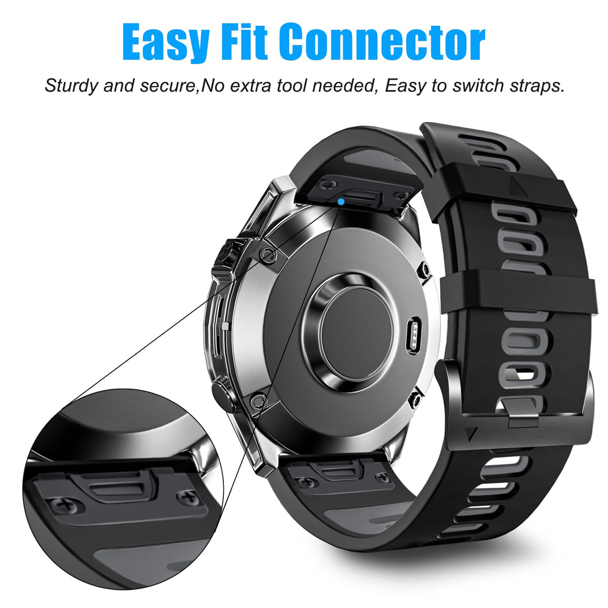 Soft silicone sport band on wrist providing comfortable daily wear
