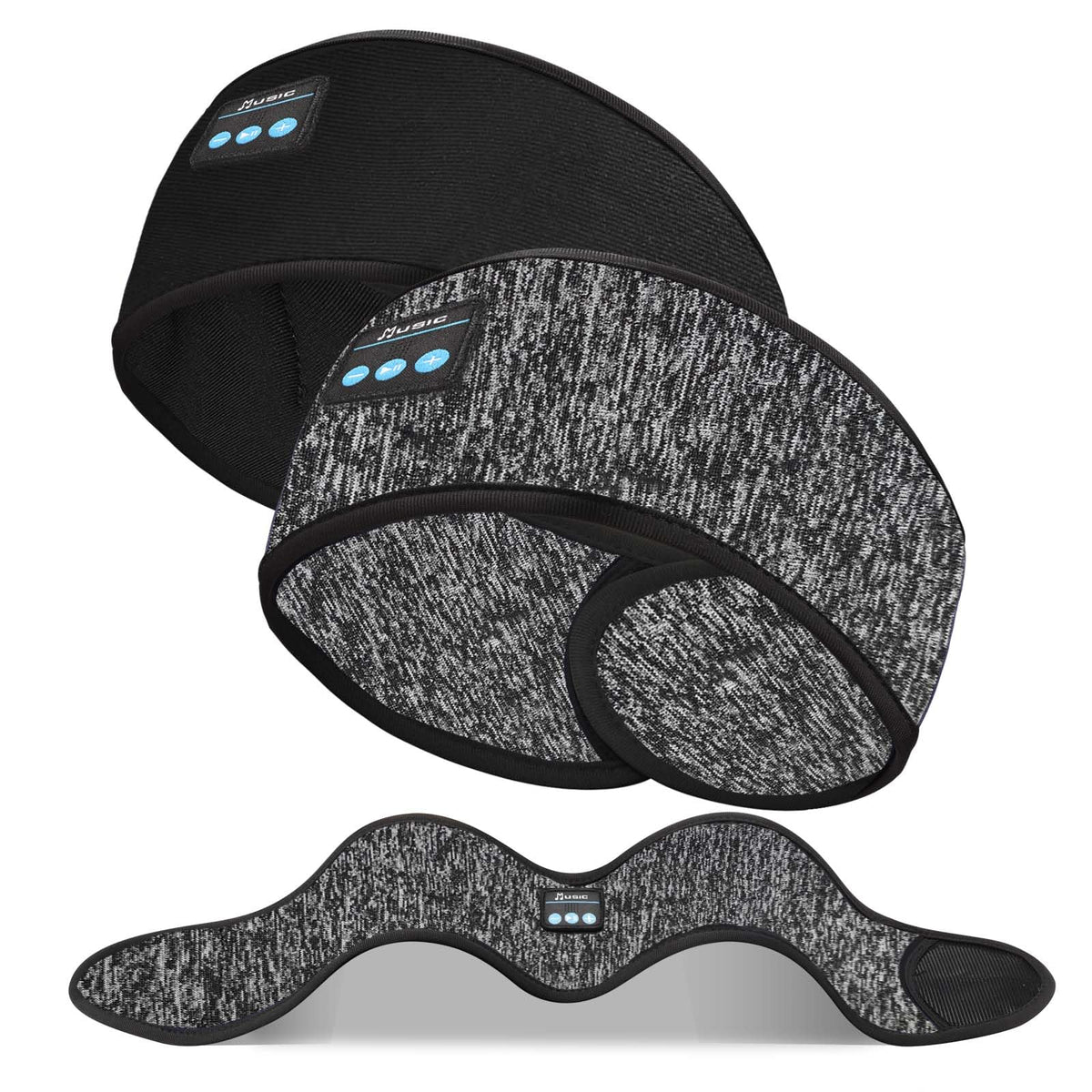 ZRUHIG 2-pack sleeping headphones with ultra-thin speakers resting flat for side sleepers.
