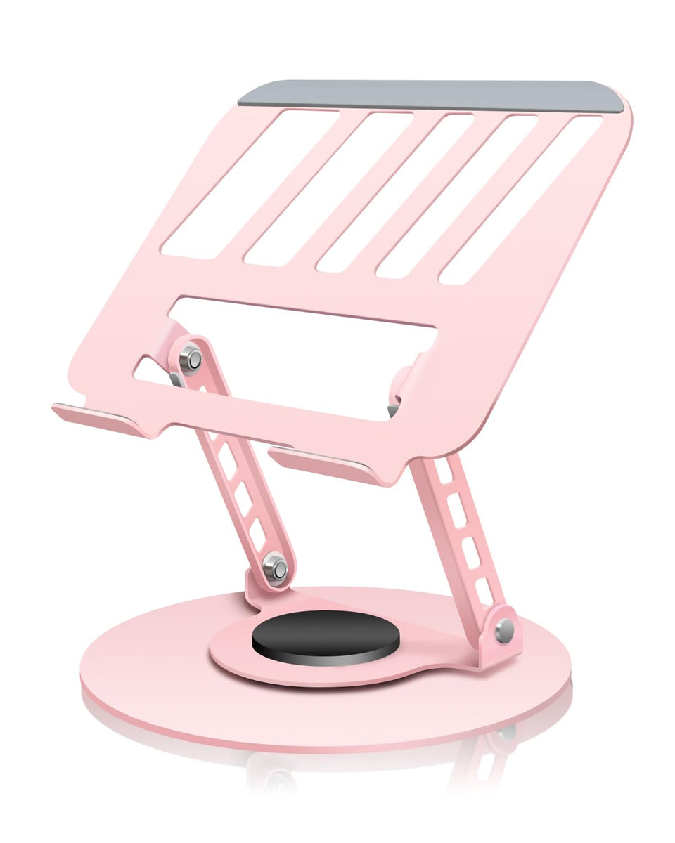 ZSAUTHREE 360° laptop stand with rotating base enabling easy screen sharing during meetings