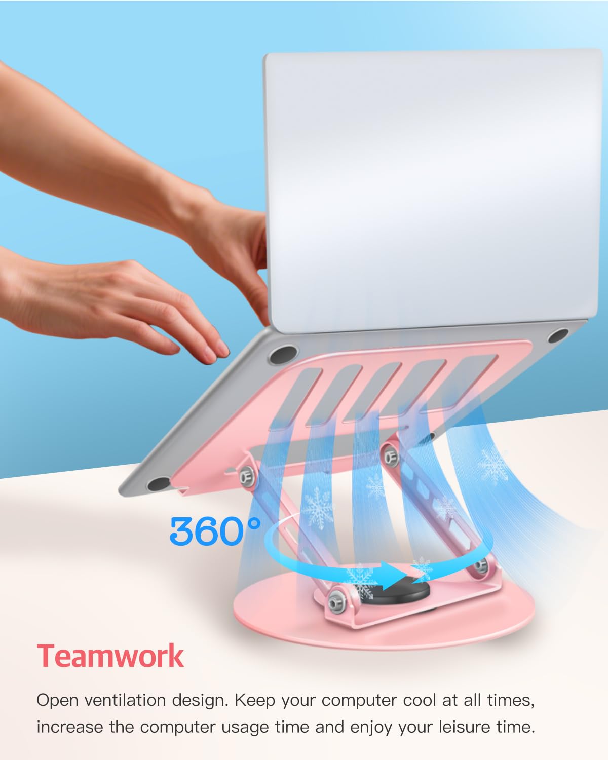 ZSAUTHREE portable laptop stand folded for travel and quick storage