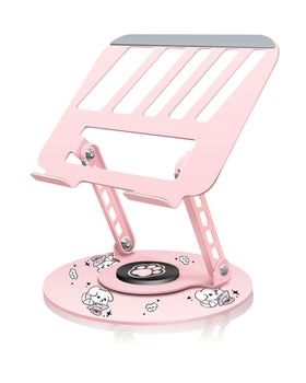 ZSAUTHREE upgraded pink swivel laptop stand with 360 rotation base for flexible work positions.