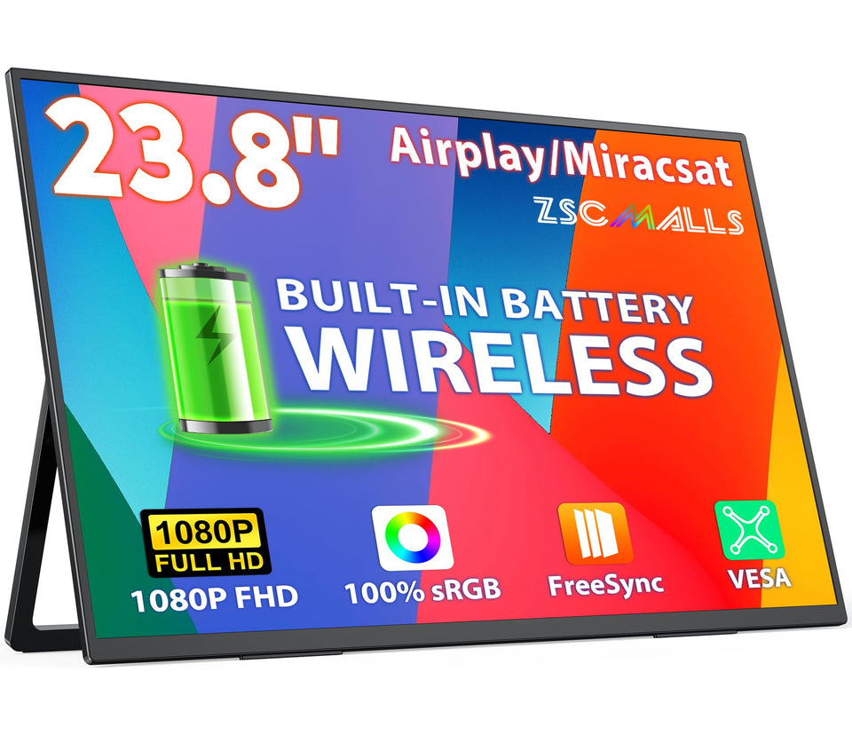 ZSCMALLS 23.8-inch monitor with built-in battery for cable-free meetings