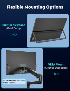 ZSCMALLS VESA-mount compatible monitor for space-saving desk setups.