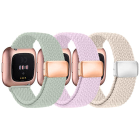Zspoly braided band for Fitbit Versa2 closeup highlighting durable weave and comfortable fit.