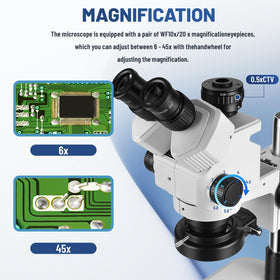 ZTEEERS magnification dial from 6X to 45X for precise detail at multiple scales.