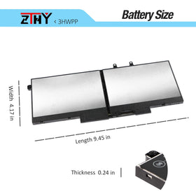 ZTHY 3HWPP battery front view for Inspiron 7706 2‑in‑1, ready replacement option