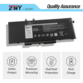 ZTHY 3HWPP battery bottom view for Dell Latitude 5511, secure mounting and fit