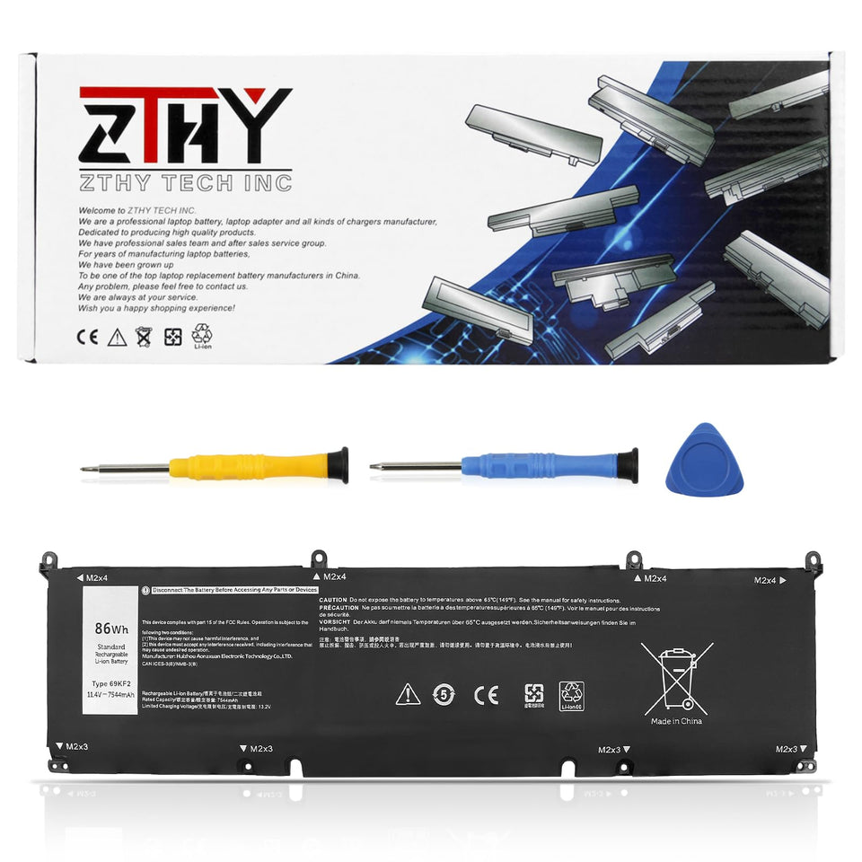 ZTHY 69KF2 front view showing battery shape and fit for Dell laptops, restores runtime