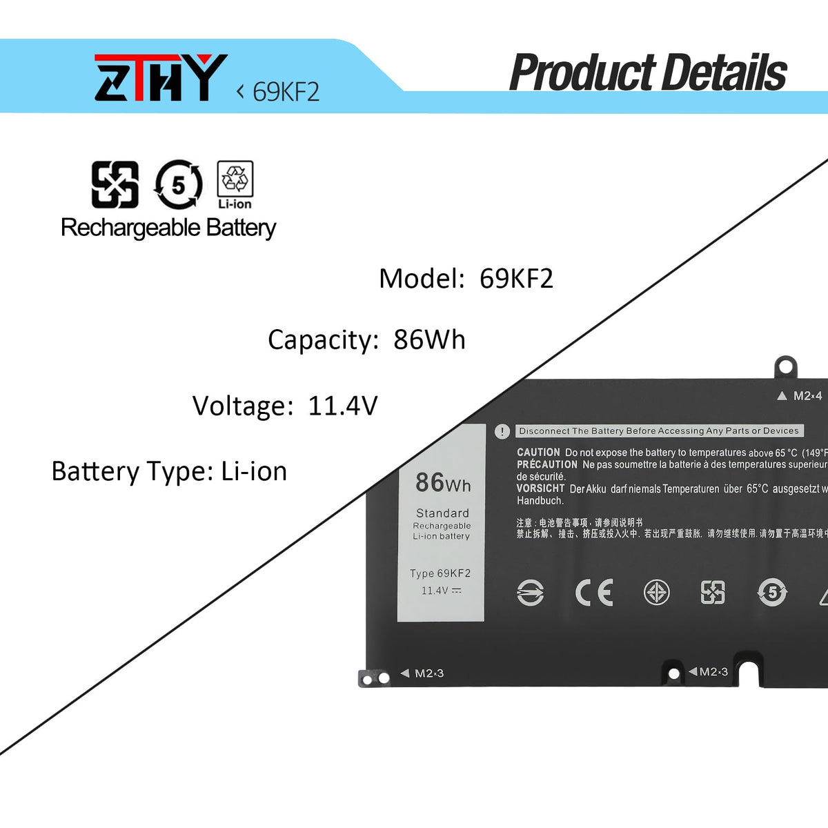 ZTHY 69KF2 side profile showing slim black housing and OEM-style fit and finish