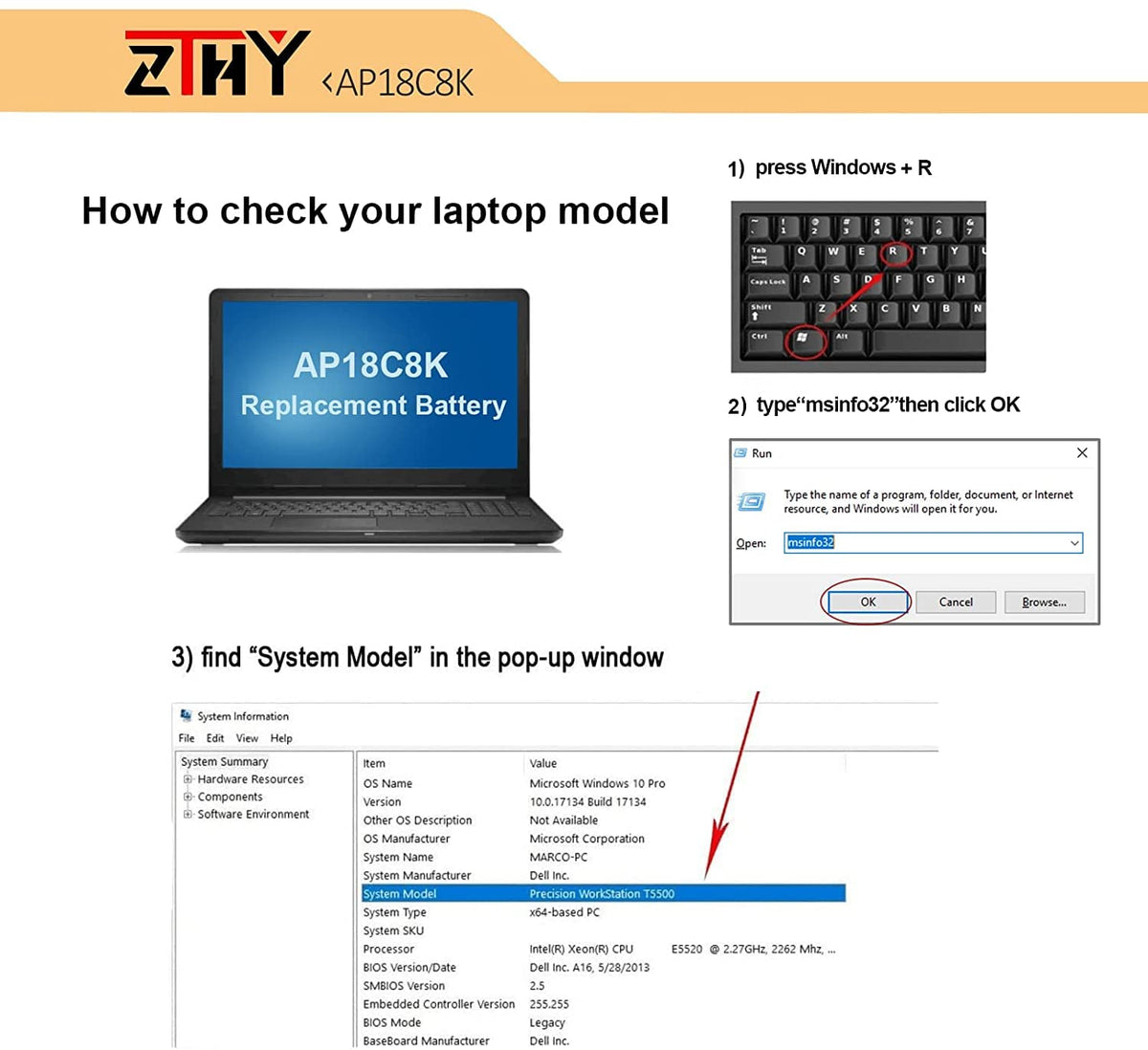 ZTHY close-up label with specs for easy verification and confidence