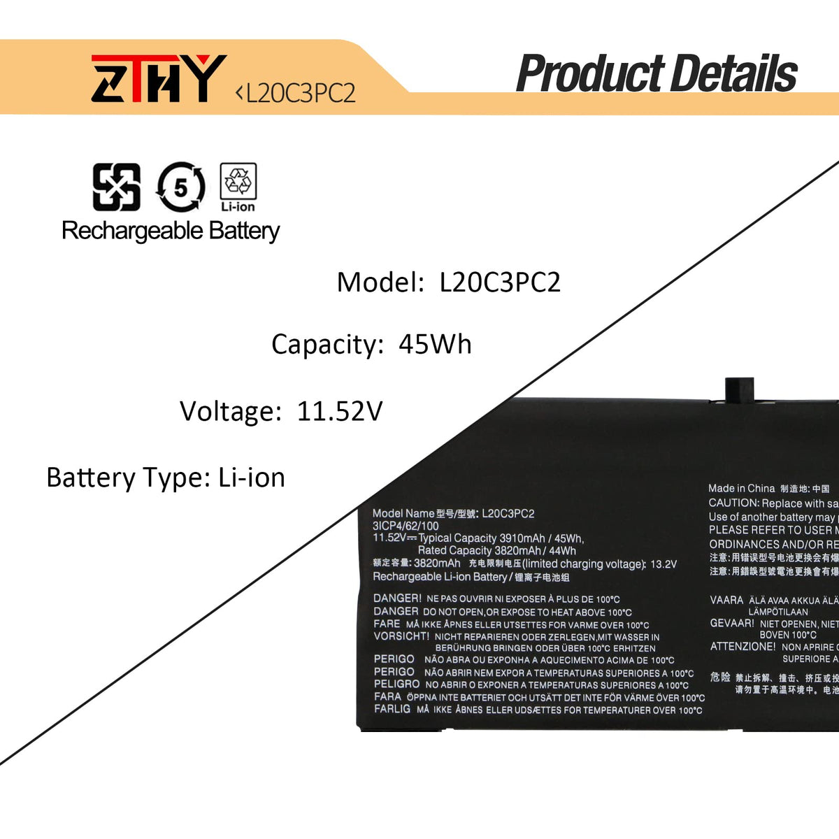 ZTHY side profile next to a coin showing compact size and easy replacement