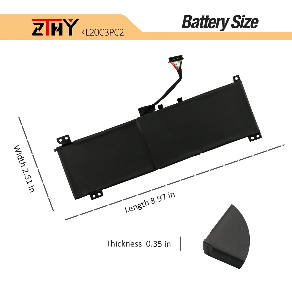 ZTHY sticker with specs showing voltage and capacity for quick verification