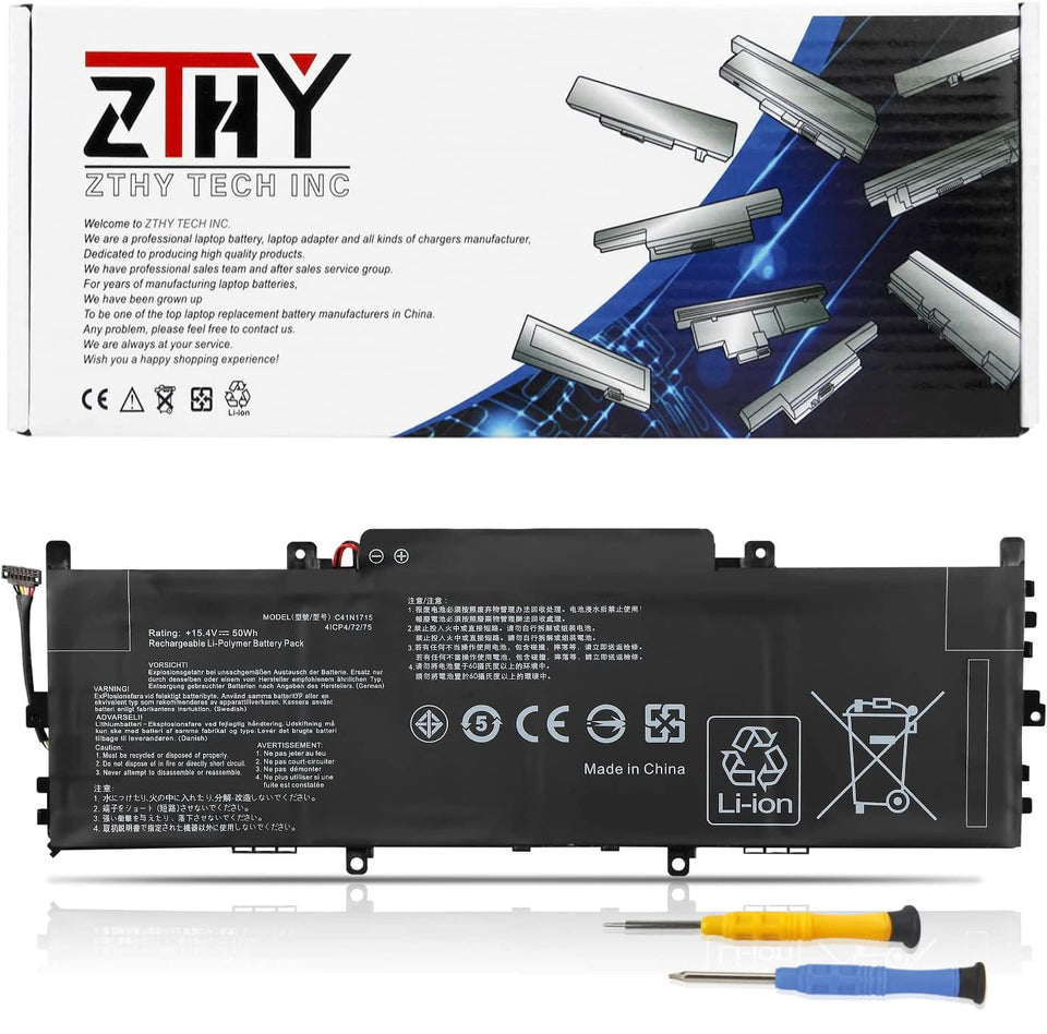 ZTHY front view of replacement battery showing clean casing and fit