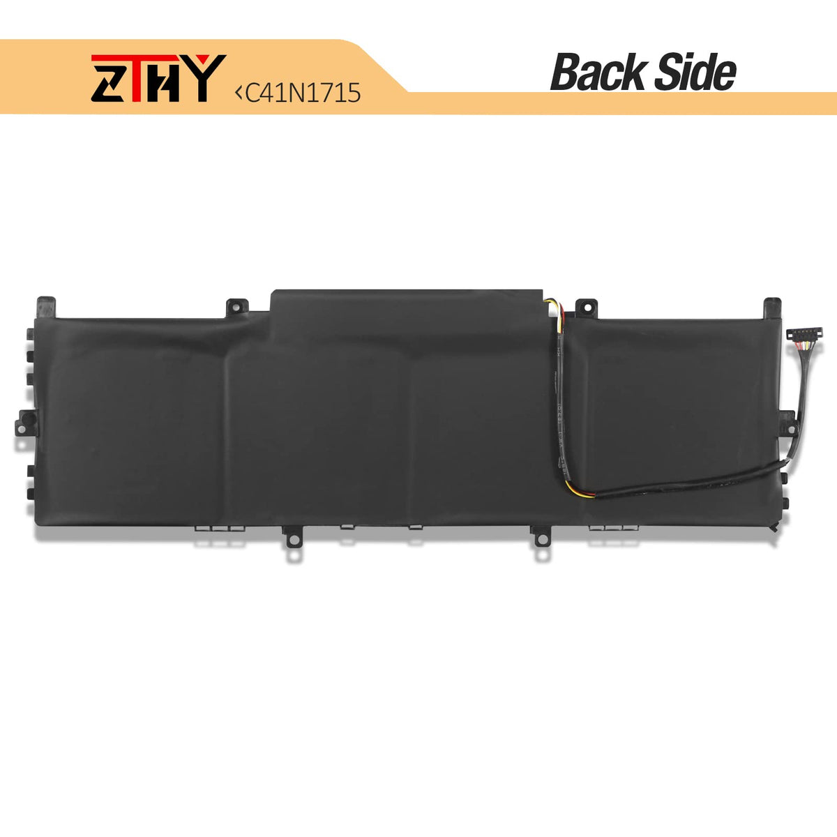 ZTHY battery next to ruler showing compact dimensions for accurate sizing