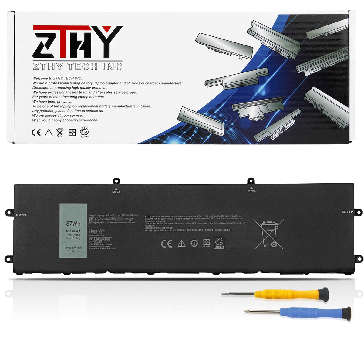 ZTHY DWVRR front view showing battery shape and fit benefit