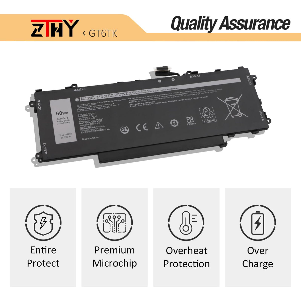 ZTHY GT6TK battery certifications CE and FCC safety approvals