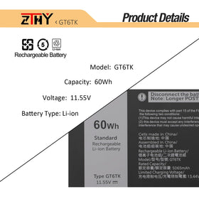 ZTHY GT6TK battery side ports for easy Dell Latitude installation