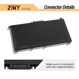 ZTHY HT03XL battery back view, slim profile for notebook bays
