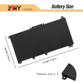 ZTHY HT03XL installation-ready battery with clear labeling for safe replacement