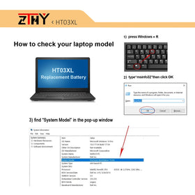 ZTHY HT03XL battery side ports, ensuring stable fit with HP Pavilion models
