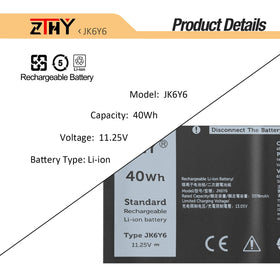 ZTHY JK6Y6 40Wh battery for Dell Latitude 3120, extended usage potential